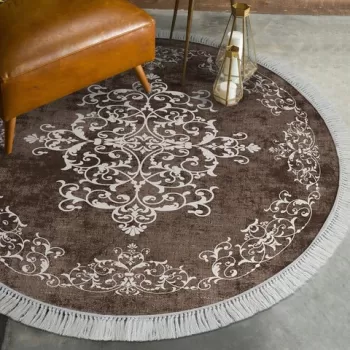 Covor, ALN400616KA18, 180x180 cm, Poliester, Maro imagine