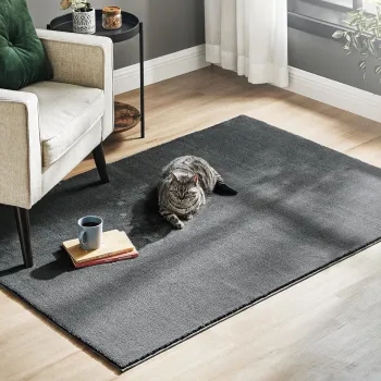 Covor antiderapant Vasagle Area, 120x170 cm, lavabil la masina, poliester, gri carbune imagine