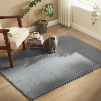 Covor antiderapant Vasagle Area, 120x170 cm, lavabil la masina, poliester, gri dove imagine