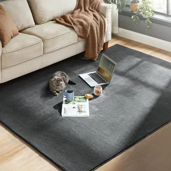 Covor antiderapant Vasagle Area, 160x230 cm, lavabil la masina, poliester, gri carbune imagine