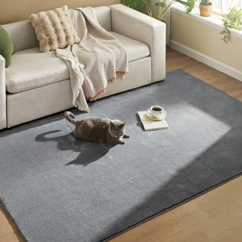 Covor antiderapant Vasagle Area, 160x230 cm, lavabil la masina, poliester, gri dove imagine