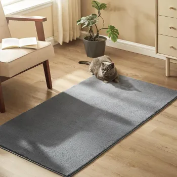 Covor antiderapant Vasagle Area, 80x150 cm, lavabil la masina, poliester, gri dove imagine