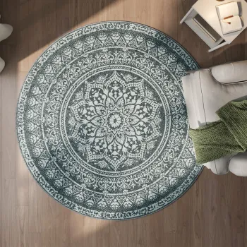 Covor antiderapant Vasagle Boho, D160 cm, lavabil la masina, poliester, gri carbune imagine