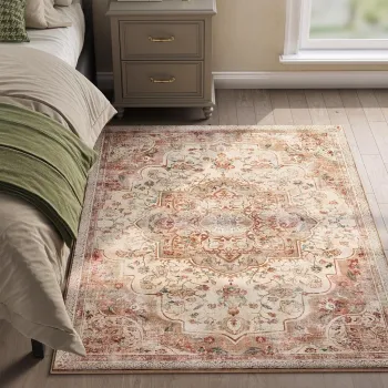 Covor antiderapant Vasagle Vintage, 120x170 cm, lavabil la masina, poliester, cappuccino imagine