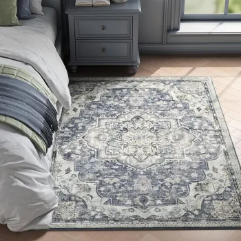 Covor antiderapant Vasagle Vintage, 120x170 cm, lavabil la masina, poliester, gri dove imagine