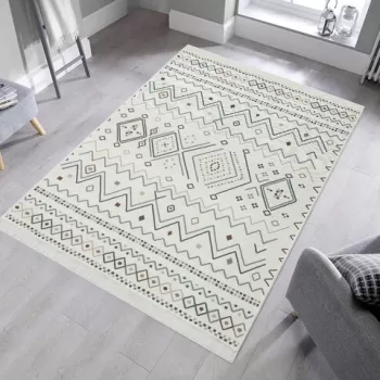 Covor, Ar 05, 160x230 cm, Bumbac, Bej / Albastru / Nurca imagine