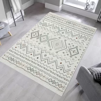 Covor, Ar 05, 80x150 cm, Bumbac, Bej / Albastru / Nurca imagine