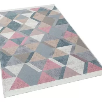 Covor, Ar 10, 80x150 cm, Bumbac, Albastru / Roz / Bej / Gri imagine