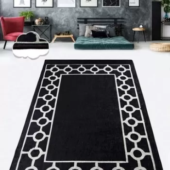 Covor, Bague Black , 50% TESTURA DE catifea/ 50% POLIESTER, Alb negru imagine
