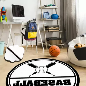 Covor, Baseball , Catifea, Multicolor imagine