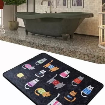 Covor, Black Cats DJT , 60x90 cm, Catifea, Multicolor imagine