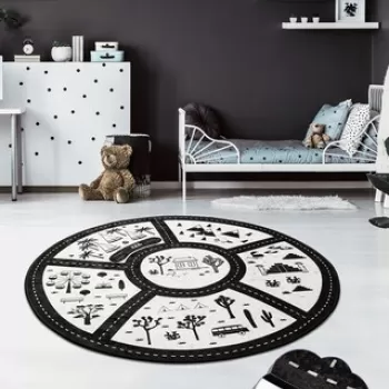 Covor, Black City , Catifea, Multicolor imagine