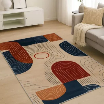 Covor, BSR-2, 100x180 cm, BUMBAC/POLIESTER, Multicolor imagine