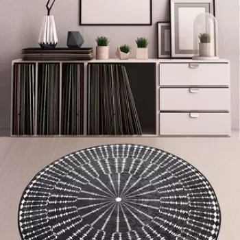 Covor, Buio Djt Cap 100, 50% TESTURA DE catifea/50% poliester, Alb negru imagine