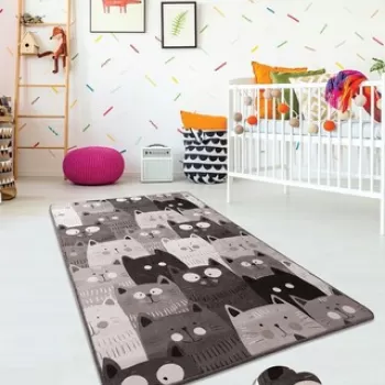 Covor, Cats, 140x190 cm, Catifea, Multicolor imagine