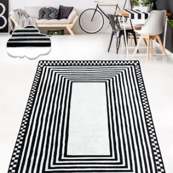 Covor, Colm, 50% TESTURA DE catifea/ 50% POLIESTER, Alb negru imagine