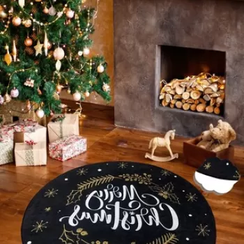 Covor, Cristmas Djt Cap 100, 50% TESTURA DE catifea/50% poliester, Negru / Alb / Auriu imagine