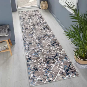 Covor de hol, 1025, 150x150 cm, Poliester, Nurca / albastru imagine