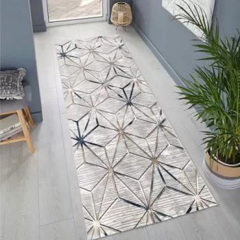 Covor de hol, 1086, 80x150 cm, Poliester, Gri/Albastru imagine