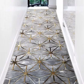 Covor de hol, 1093, 100x150 cm, Poliester, Gri / Auriu imagine