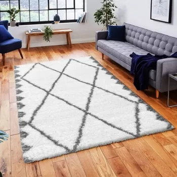 Covor de hol, 3892A White, Gri , 80x150 cm, Polipropilena , Alb / Gri imagine