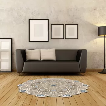 Covor de hol, ALN600156KR17, 100x100 cm, Poliester, Crem imagine