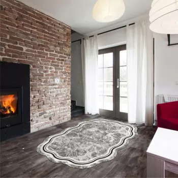 Covor de hol, ALN600204GR02, 80x150 cm, Poliester, Gri / Negru / Alb imagine