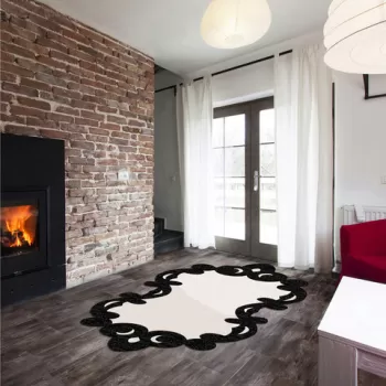 Covor de hol, ALN600FG416SY02, 80x150 cm, Poliester, Alb negru imagine