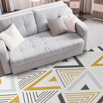 Covor de hol, Ar 18 Yellow Grey , 80x150 cm, Bumbac, Galben / Gri imagine