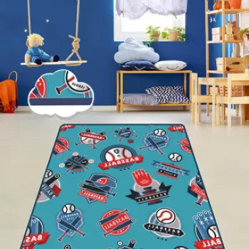 Covor de hol, Club Baseball, 80x100 cm, Catifea, Multicolor imagine