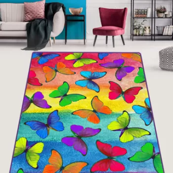 Covor de hol, Colorato Farfalle Djt, 80x100 cm, 50% TESTURA DE catifea/50% poliester, Multicolor imagine
