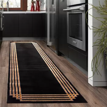 Covor de hol, G6732, 80x150 cm, Poliester, Antracit / Aur imagine