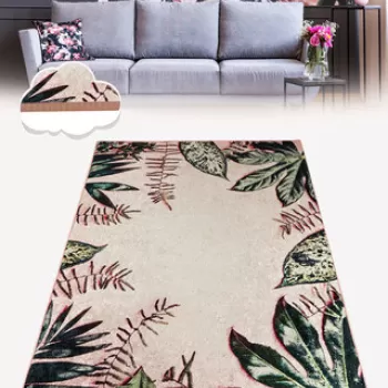 Covor de hol, Green Leaf 80X100 , 80x100 cm, 50% TESTURA DE catifea/50% poliester, Multicolor imagine