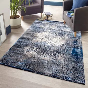 Covor de hol, HE630, 80x150 cm, Poliester, Crem / Albastru imagine