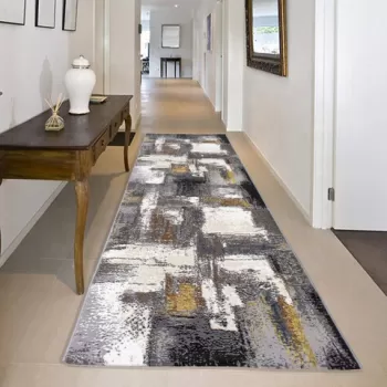 Covor de hol, HE633, 80x150 cm, Poliester, Crem / Aur imagine