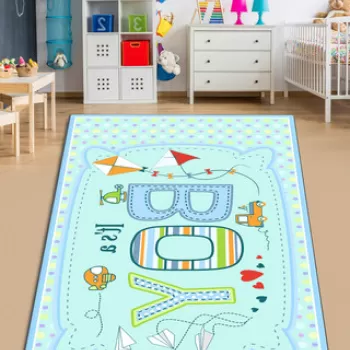Covor de hol, It's A Boy , 80x100 cm, Catifea, Multicolor imagine