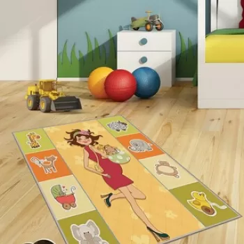 Covor de hol, KHMFESTO0012KECE, 100x150 cm, Poliester, Multicolor imagine