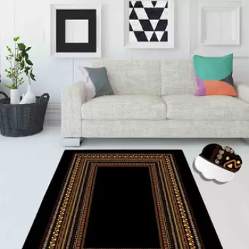 Covor de hol, L?ghter Black 80X100 , 50% TESTURA DE catifea/ 50% POLIESTER, Negru / Portocaliu / Rosu / Nurca imagine