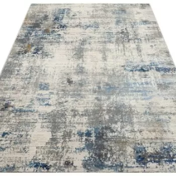 Covor de hol, Lgs 09 Cream Blue , 80x300 cm, Poliester, Crem / Albastru imagine