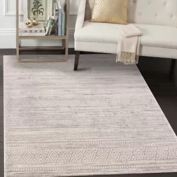 Covor de hol, Motto 4480, 80x150 cm, Polipropilena, Gri / Bej / Maro imagine