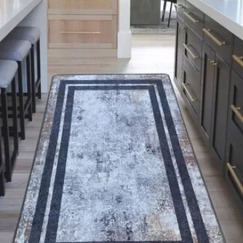 Covor de hol, Sione, 80x150 cm, Poliester, Bej / Negru / Bronz imagine