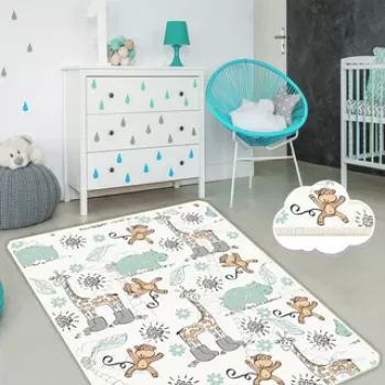 Covor de hol, Sweet Animals , 80x100 cm, Catifea, Multicolor imagine