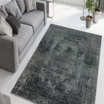 Covor de hol, W932, 80x150 cm, Poliester, Gri inchis imagine