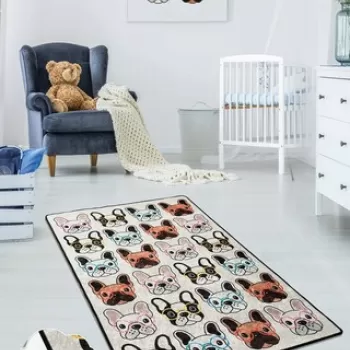 Covor, Dogs, 140x190 cm, Catifea, Multicolor imagine