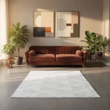 Covor, Dpelus, 80x200 cm, Poliester, Alb imagine