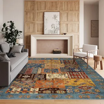 Covor, Eexfab445-Klm, 120x180 cm, Bumbac, Camila / Portocaliu / Rosu-tigla / Albastru imagine