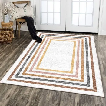 Covor, Eexfab878-Klm, 160x230 cm, Bumbac, Crem / Galben / Rosu-aprins / Portocaliu / Negru imagine