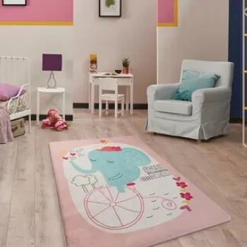 Covor, Elephants Bike, 100x160 cm, Catifea, Multicolor imagine