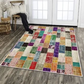 Covor, Els1879, 100x200 cm, Catifea, Multicolor imagine