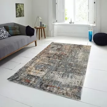 Covor, FE351, 160x230 cm, Poliester, Crem / Albastru imagine